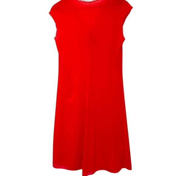 VINTAGE 60s Nylon Nightgown Robe Set Sz S Modest Style Red Peter Pan Collar EUC - Picture 8 of 8